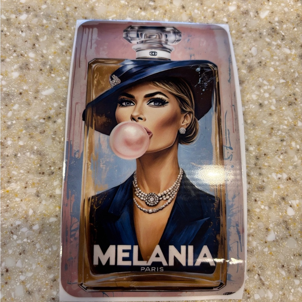 Melania Paris Fashion Bubble Gum Inaugural Trump Car Decal Sticker uvf